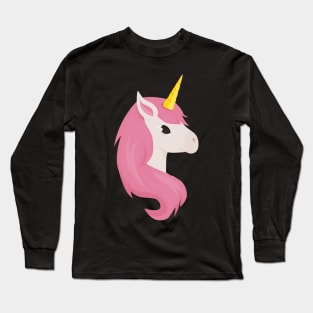 Cute Little Unicorn With Pink Hair Long Sleeve T-Shirt